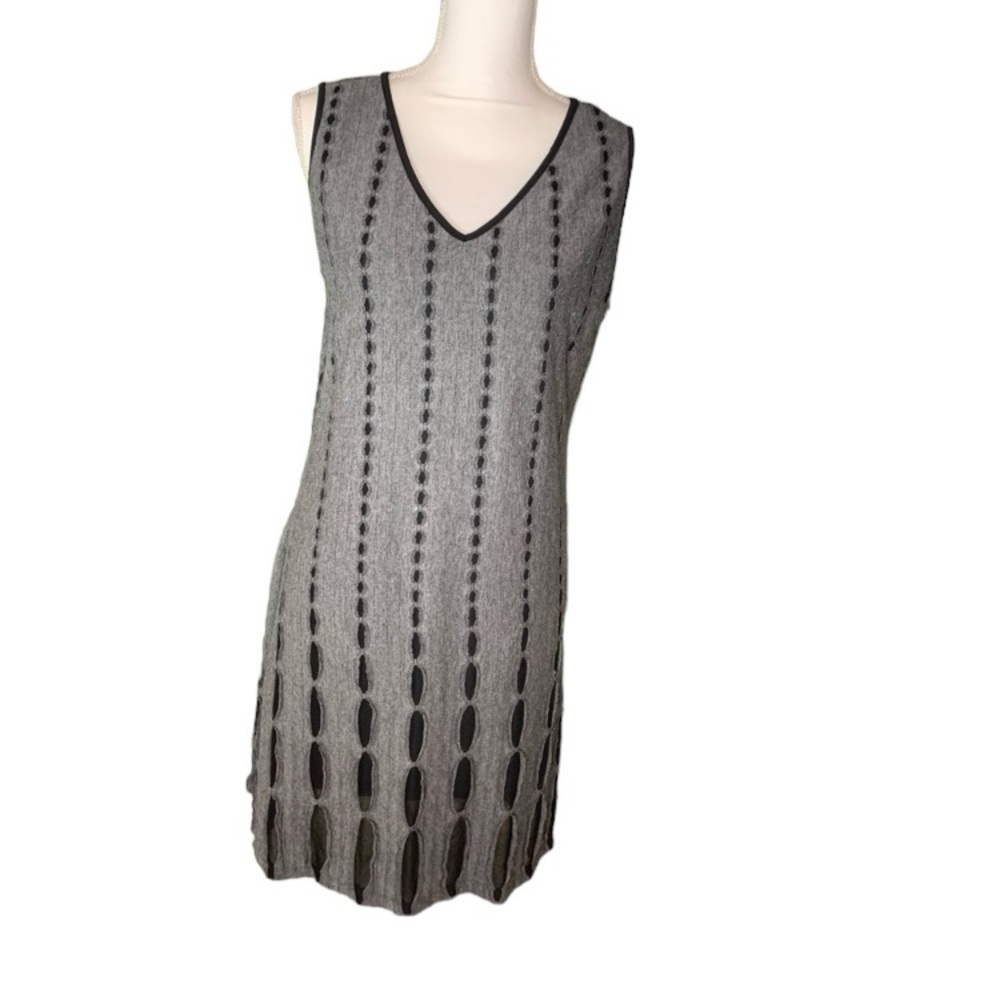Saint Tropez West Black Gray Overlay Cutout Dress Fits Medium